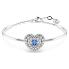 Idyllia bangle, Heart, Blue, Rhodium plated