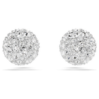 Dextera stud earrings, Round cut, Sphere, White, Rhodium plated