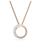 Matrix pendant, Crystal pearl, Round cut, White, Rose gold-tone plated