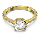 Stilla cocktail ring, Round cut, Pavé, White, Gold-tone plated