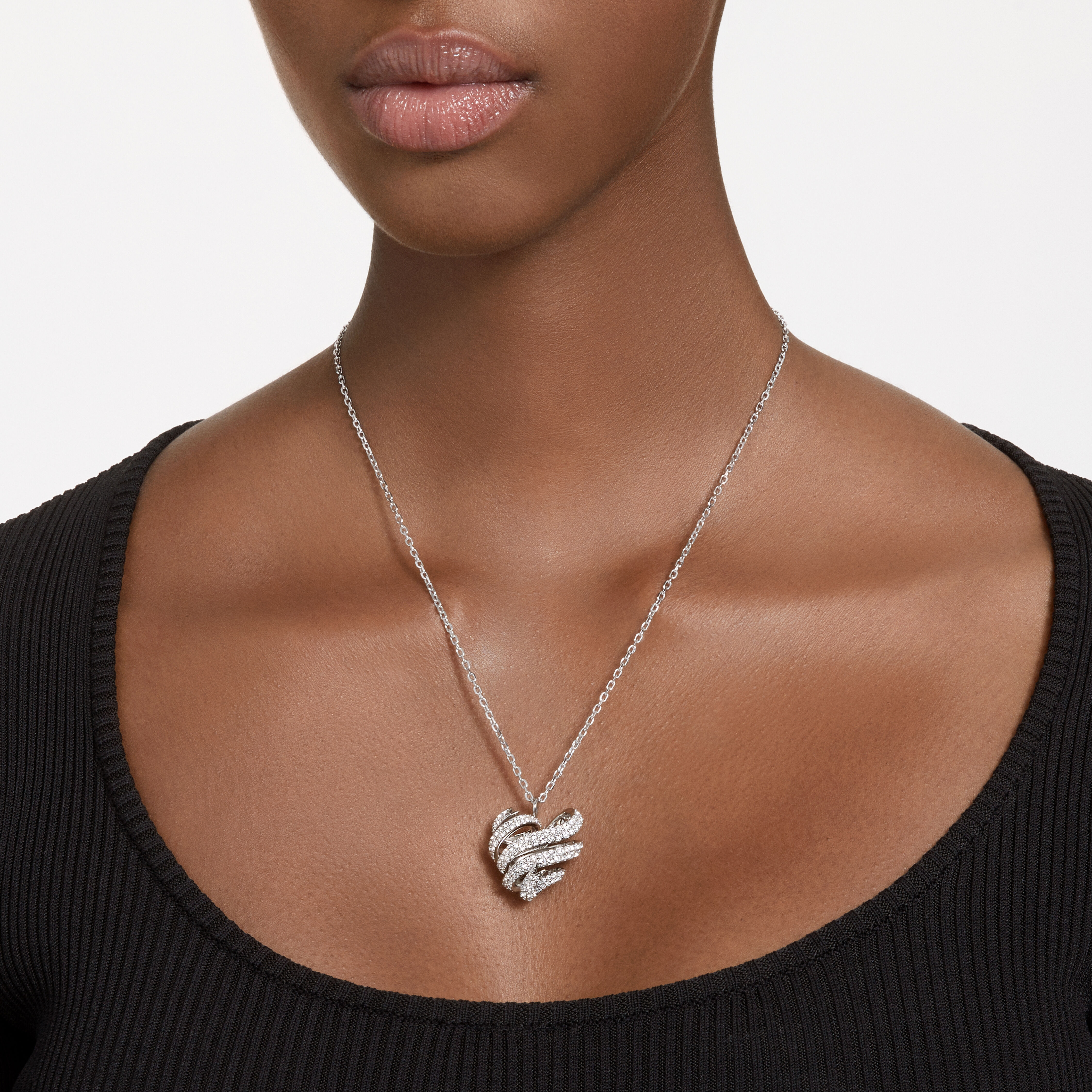 Buy Swarovski Volta pendant, Heart, Small, White, Rhodium plated