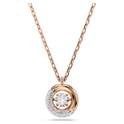 Dextera pendant, Round cut, White, Rose gold-tone plated