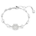 Idyllia bracelet, Mixed cuts, Snowflake, White, Rhodium plated