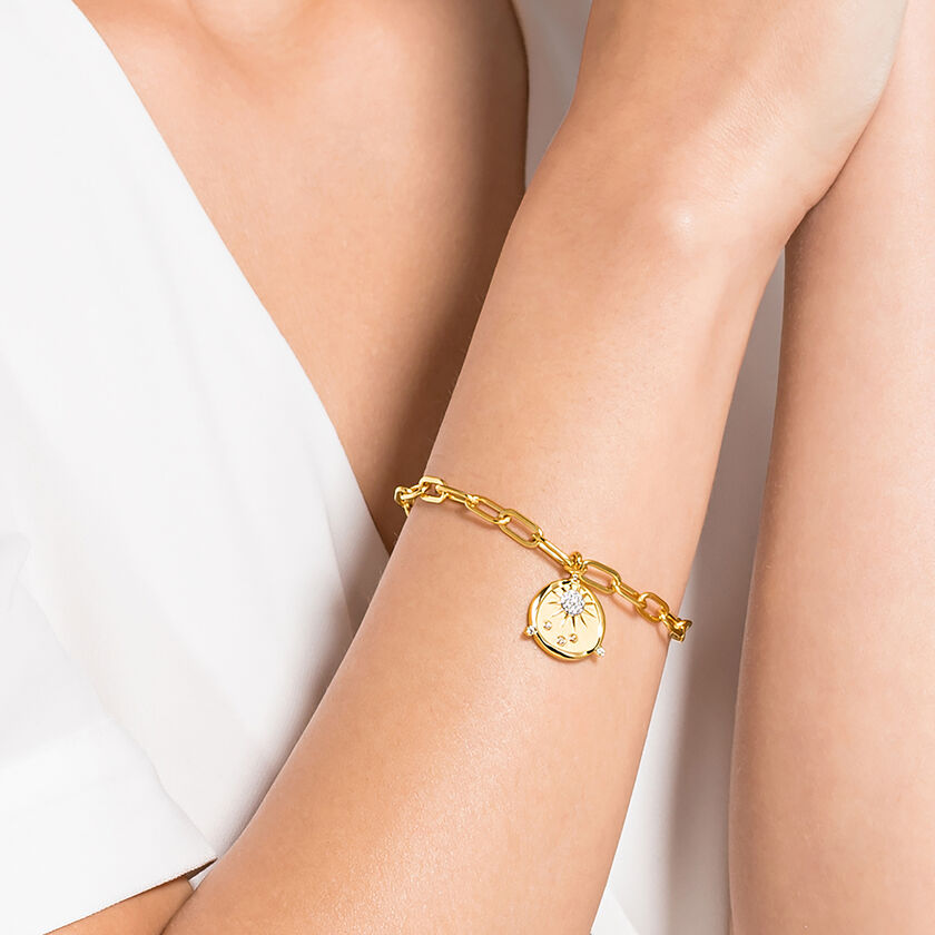 Women's 18K Charm Bracelet with Swarovski Elements - White Gold Plated Unbranded