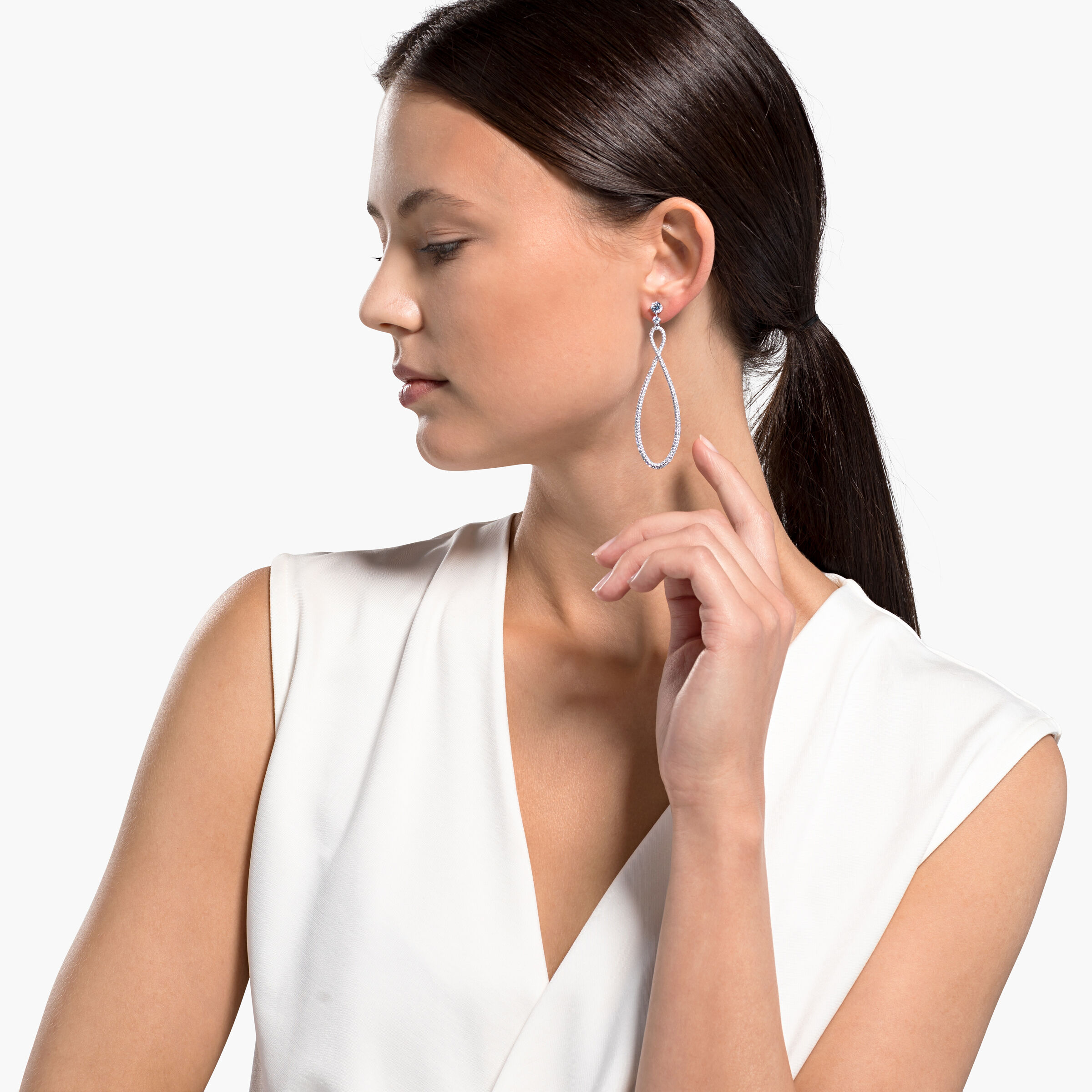 Buy Swarovski Swarovski Infinity Hoop Pierced Earrings, White 