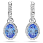 Una Angelic drop earrings, Oval cut, Blue, Rhodium plated