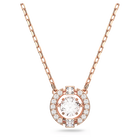 Sparkling Dance Round Necklace, White, Rose gold tone plated