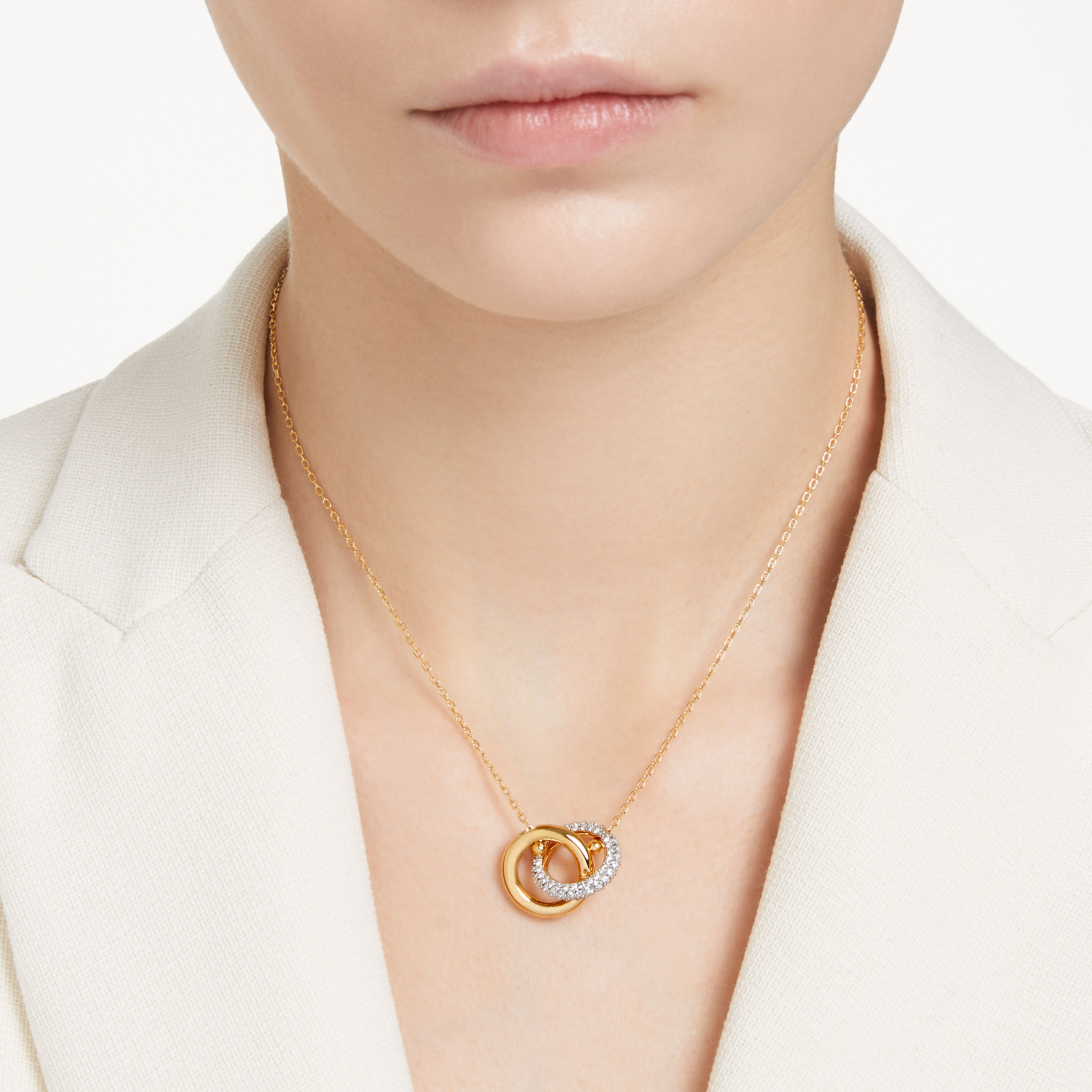 Buy Swarovski Dextera pendant, Interlocking loop, White, Gold-tone 
