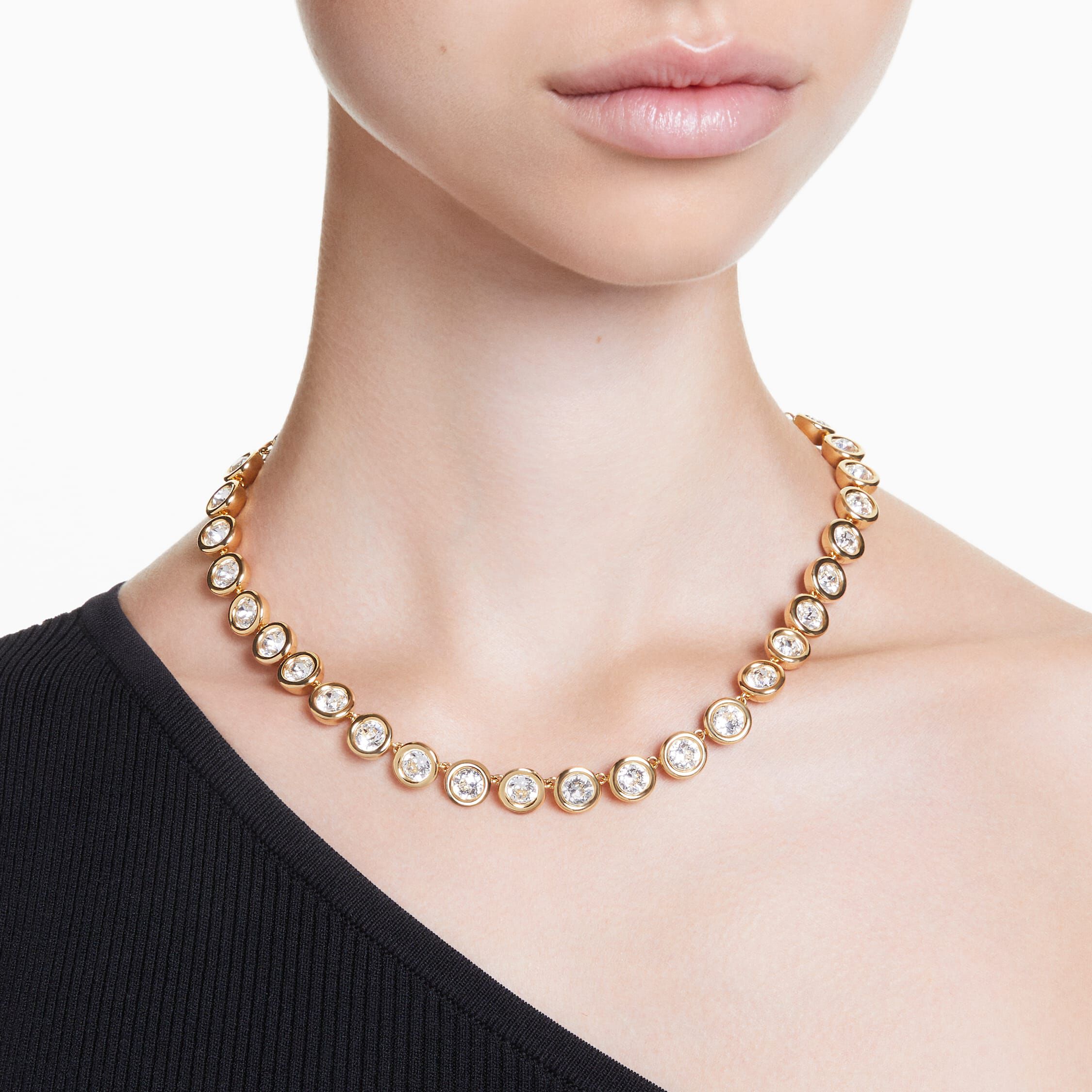 Buy Swarovski Imber necklace, Round cut, White, Gold-tone plated