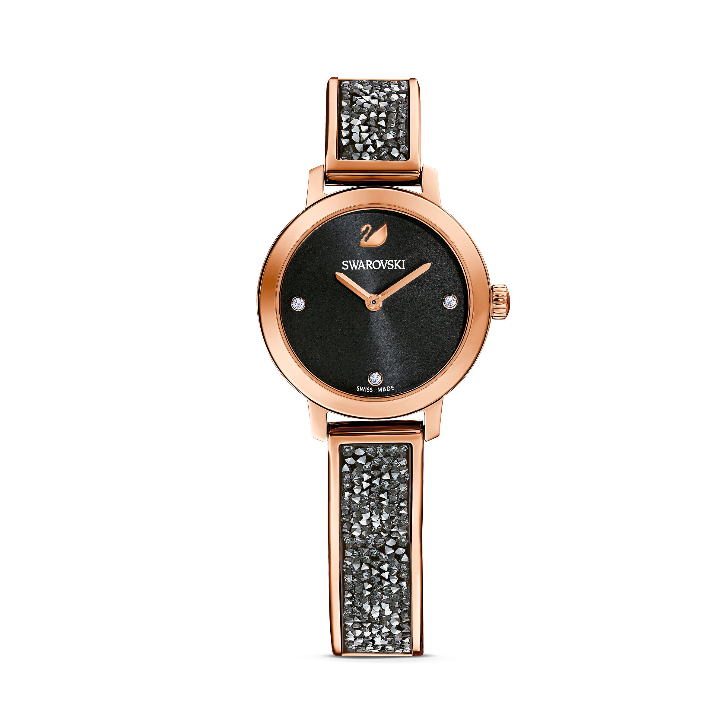 Buy Swarovski Cosmic Rock Watch Metal bracelet Black Rose gold