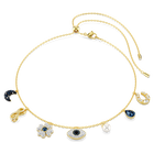 Symbolica choker, Moon, infinity, clover, evil eye and horseshoe, Blue, Gold-tone plated