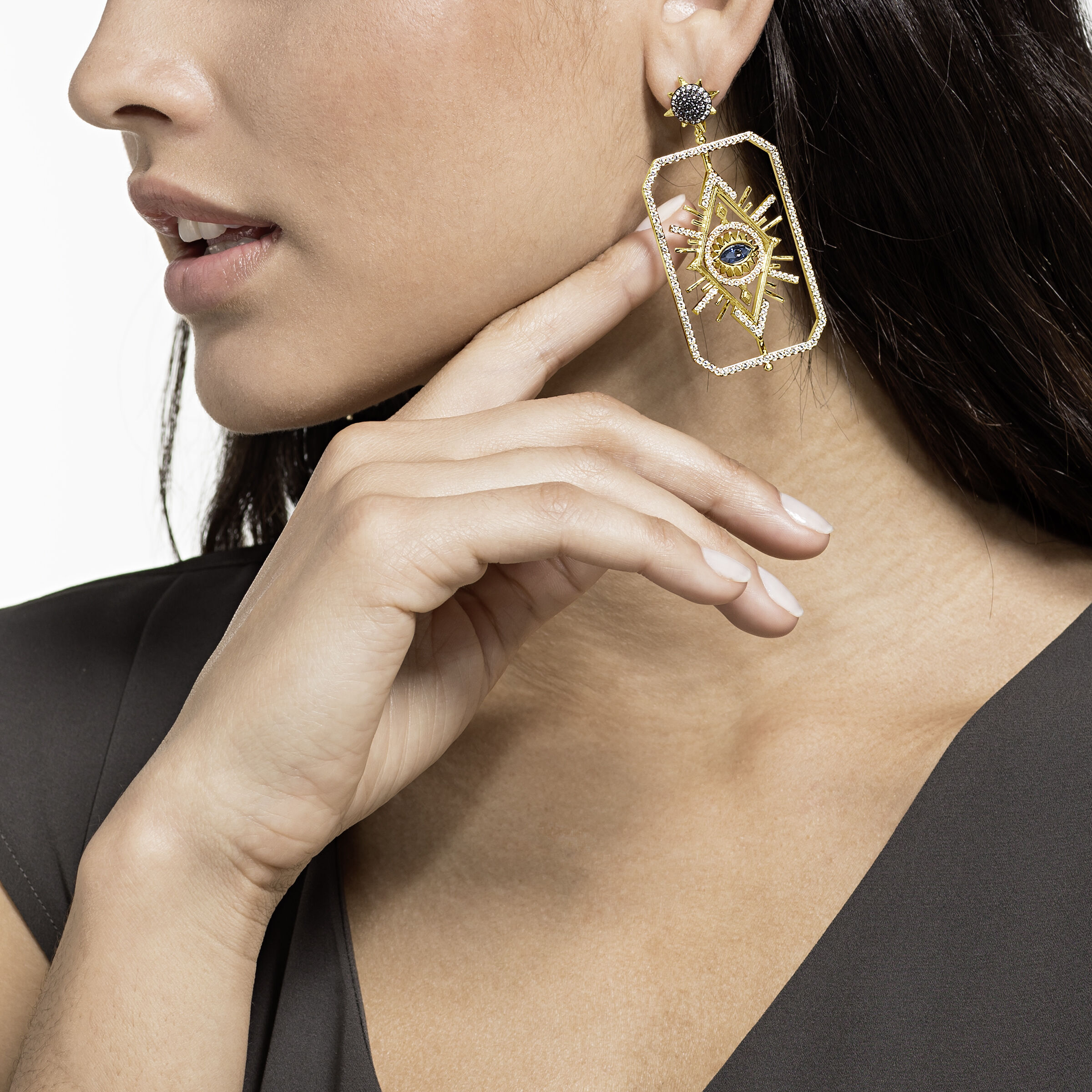 Buy Swarovski Tarot Magic Pierced Earrings, Multi-colored, Gold
