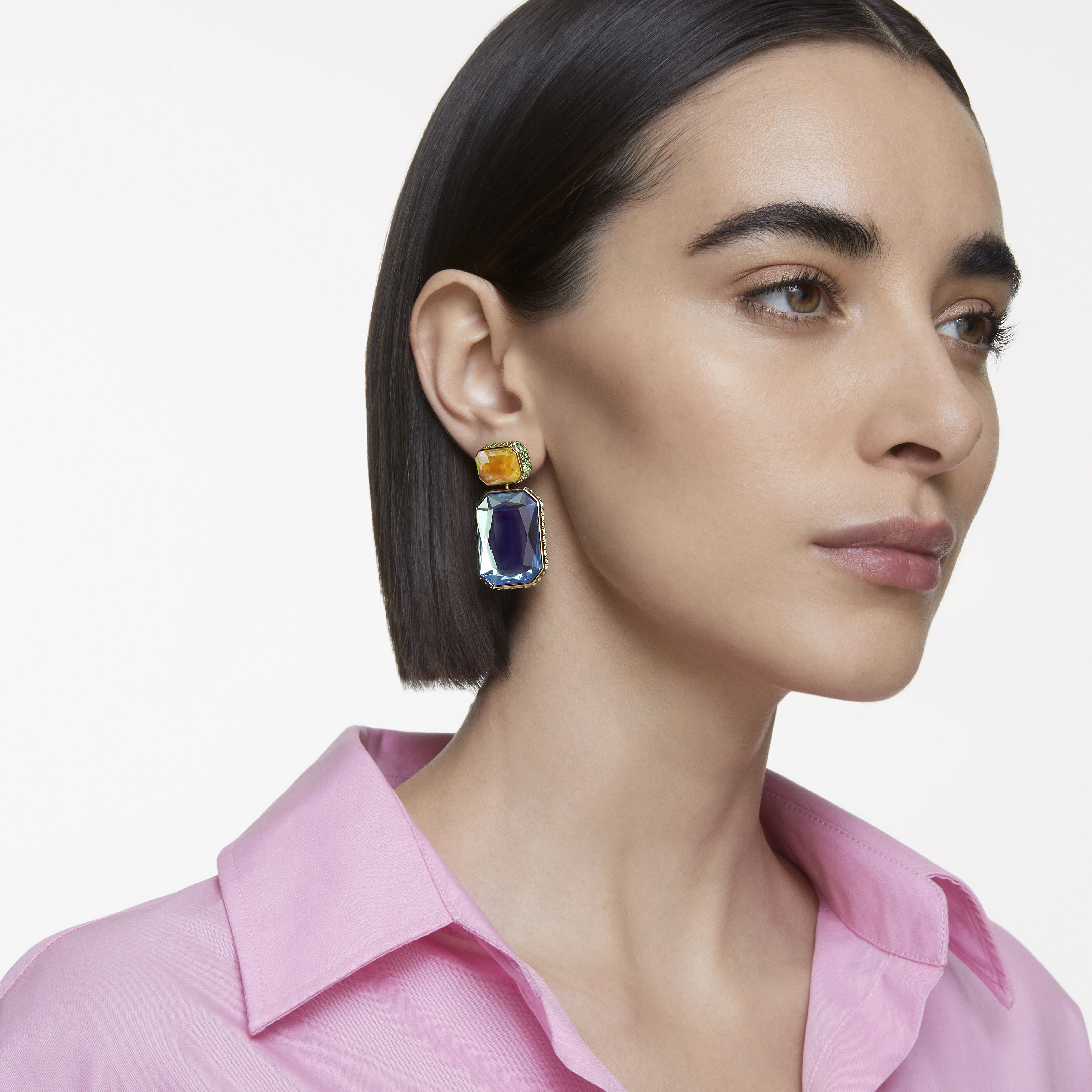 Buy Swarovski Orbita clip earrings, Asymmetrical, Octagon cut 
