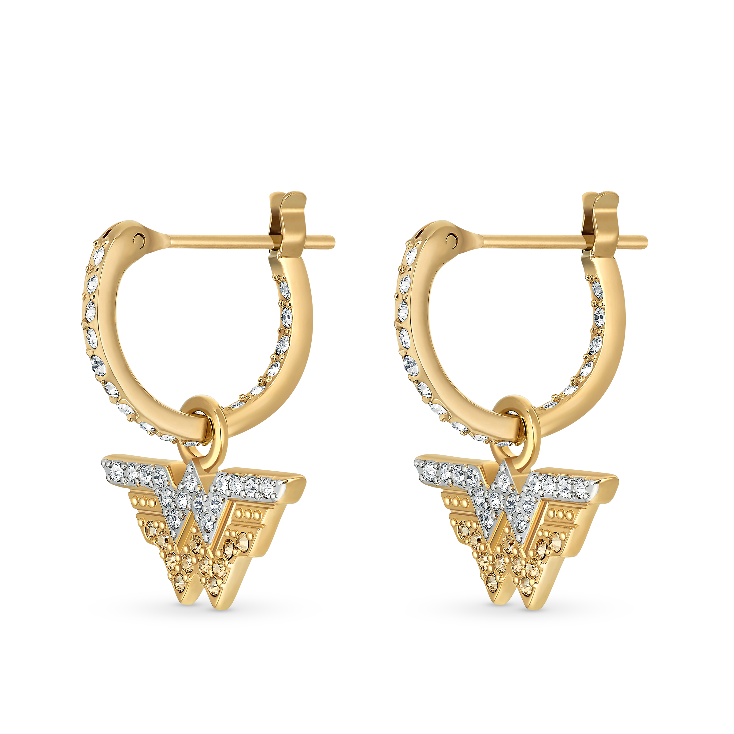 Buy Swarovski Fit Wonder Woman Hoop Pierced Earrings Gold Tone Mixed