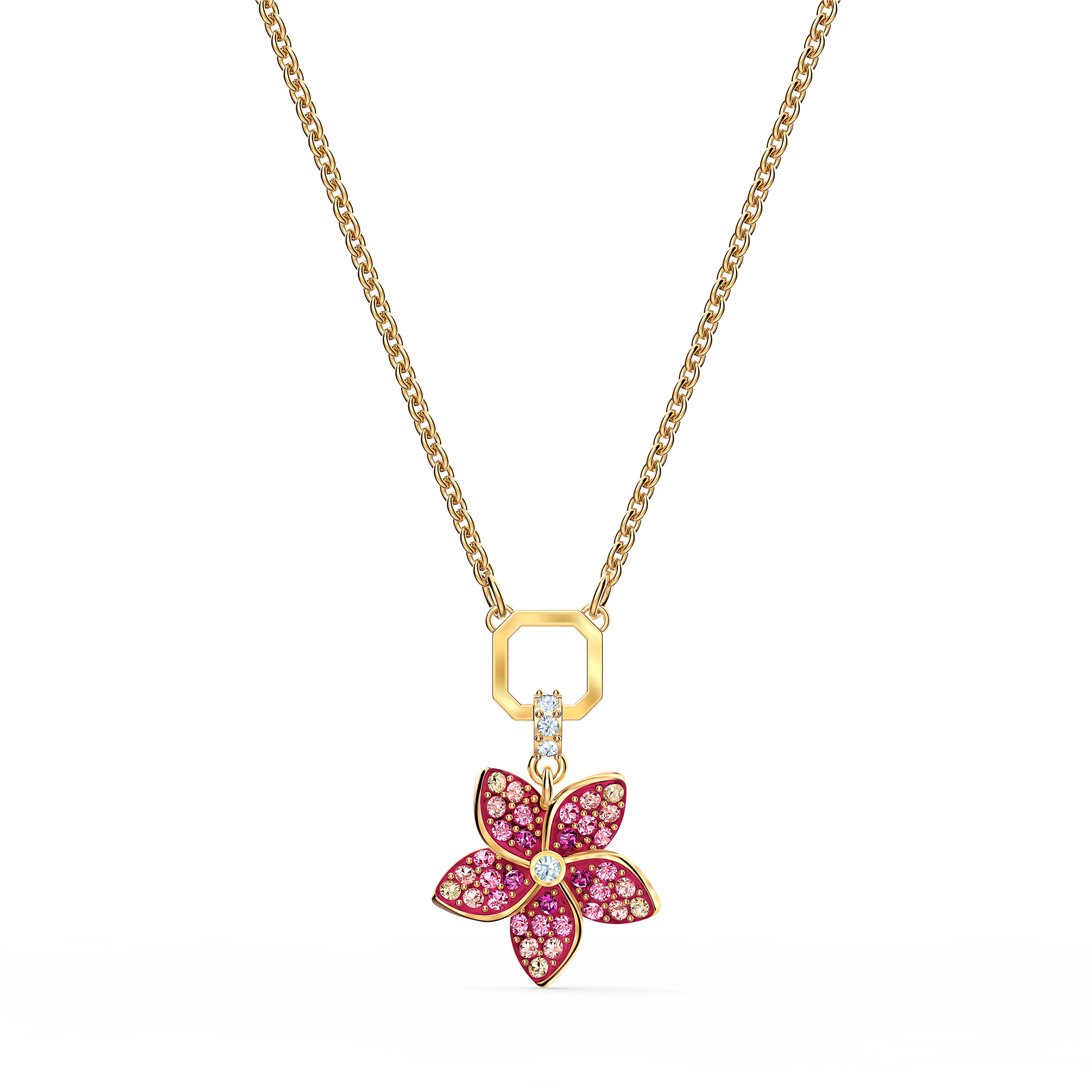 Buy Swarovski Tropical Flower Pendant, Pink, Gold-tone plated in Riyadh ...